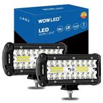 WOWLED 2 Pack 7" LED Light Bar, 12V 12000LM Offroad Driving Lights Work Bar Lamp IP67 Waterproof Combo Beam LED Lights for Car Boat Camp Light Truck 4x4