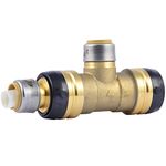 SharkBite 1-1/4 Inch x 3/4 Inch x 3/4 Inch Reducing Tee, Push to Connect Brass Plumbing Fitting, PEX Pipe, Copper, CPVC, PE-RT, HDPE, UXL08352222