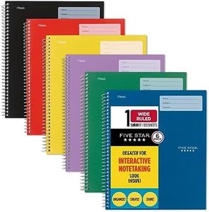 Five Star Interactive Notetaking Spiral Notebooks, 6 Pack, 1-Subject, Wide Ruled Paper, 11" x 8-1/2", 100 Sheets, Assorted Colors (920003-ECM)