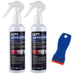 LLPT Adhesive Remover 8.8 fl oz 2 Pack with Plastic Scrapper Surface Safe Removes Labels Stickers Decals Adhesive Tape Residue Tar Grease Chewing Gum (49503-2)