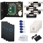 4 Door Complete TCP/IP Network Access Control Panel System Kits&110v Power Supply Box + ANSI Electric Strike Lock+RFID Reader+Exit+Key Fobs