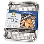 Ultra Cuisine Baking Pan and Cooling Rack Set - Durable Oven-Safe Aluminum and Stainless Steel - Baking Sheet with Cooling Rack - Cooking Tray with Grilling Rack Oven - Easy to Clean Pan Set