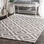 ANA RUGS INDUSTRIES Micro-Loop Collection ANAYA176C Handmade Moroccan Tribal Premium Wool Accent Rug GREY/WHITE01, 5 x 8