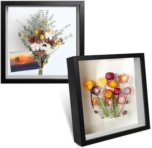 3D Marco de Fotos, 2 Piezas Marcos con Profundidad 20x20 cm, Marco de Objeto Rellenable Forma Cuadrada para Medallas Flores Secas Souvenirs Fotografías, Marcos con Profundidad 3cm(Negro)
