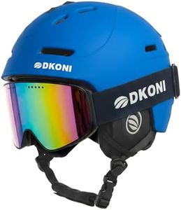 DKONI Ski Helmet with Goggles, Ski Helmet for Adults Snowboard Helmet Men Women Youth Certified Snow Sports Helmet for Skiing Snowboarding, Blue, L: 22.5″ -24.5″ (58-62cm)
