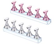 Rotupap 2 Sets Nail Stand Display - Magnetic Nail Tips Stand - Acrylic Nail Art Practice Stands - Acrylic Nail Display Stand,Nail Practice Holders,Nail Stands for Painting Nails for Homes and Salons