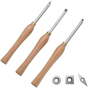 VEVOR Wood Lathe Chisel Set, 3 PCS Woodworking Turning Tools, Includes Square, Round, Diamond Carbide Blades, 20 cm Comfortable Grip Handles, Wood Chisel Set with Wooden Box For Turning Pens or Small