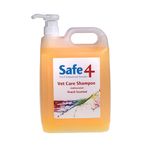 Safe4 Vet Care Shampoo (5L, Peach) - Antimicrobial & Anti-Fungal Formula for Healthy, Shiny Coats - pH Neutral Cleansing Shampoo with Easy Pump Dispenser - Trusted by Professionals
