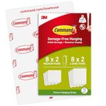 Command Picture Hanging Strips, Value Pack - 8 Pairs of Medium (16 Strips), 8 Pairs of Large (16 Strips) - For Pictures, Frames, Mirrors, Wall décor - Damage Free Hanging