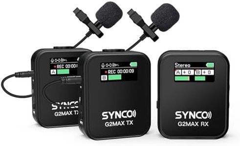 SYNCO Wireless Lavalier Microphone, G2(A2) MAX 2.4G Dual Transmitter 24 Hours Recording 656FT 8H for Online Class Vlog Stream YouTube for DSLR Phone Laptop, Professional-Lapel-Mics-for-Cameras