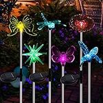 MAGGIFT 6 Pack Outdoor Solar Figurine Lights, Solar Powered Garden Stake Light, Color Changing LED Landscape Lighting, Sparkling Star Flower Hummingbird Butterfly Dragonfly Bee for Patio Yard Pathway