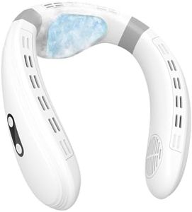 PluvoFan Neck Fan Back Windy 6000mAh with Cooling Plate Cold Compress Bladeless Portable Quiet Air Conditioner Rechargeable Holiday Essentials for Women Men Travel Camping Outdoor (Ivory white)