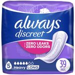 Always Discreet Maximum, Long Length Incontinence Pads - 39 Count