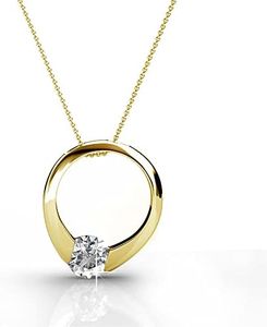 Cate & Chloe Dahlia 18k White Gold Plated Pendant Necklace with Crystals, Silver Round Cut Solitaire Diamond Ring Necklace for Women, Anniversary Necklace - Hypoallergenic, Metal, Crystal