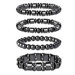 Thunaraz 4Pcs Hematite Bracelet for Men Women Bangle Bracelet Magnetic Tiger Eye Bracelets, 8.6 inches