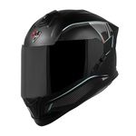Steelbird SBH-57 Carbon Fighter ISI and DOT Certified Full Face Helmet for Men and Women with Inner Chrome Sun Shield (Large 600 MM, Glossy Black Light Blue)