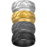 ThunderFit Silicone Wedding Ring for Men, Breathable with Air Flow Grooves - 8mm Wide - 2.5mm Thick, 8.5-9 (18.9mm)