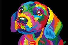 Elftoyer Paint by Numbers for Kids & Adults & Beginner, DIY Canvas Painting Gift Kits for Home Decoration - Colorful Dog 16 x 20 inch (Without Framed)