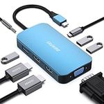 BENFEI USB C MST HUB 8in1 with USB-C to 2*HDMI/1*VGA, to 3*USB 3.0/100W Power Delivery/3.5mm Aux Audio, Compatible with iPhone 15 Pro/Max, MacBook Pro 2023/2022/2021/2020, Surface Book and More