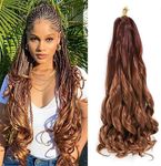 WoWCFyyds 8 Packs French Curl Braiding Hair 24 Inch Loose Wave Spiral curly braiding hair extensions 75g/Pack Soft French Curls Synthetic Hair Extensions for Braiding（33/30#)
