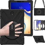 BRAECN for Galaxy Tab S4 10.5" Case,Heavy Duty Shock-Proof Case with 360 Degree Kickstand/Hand Strap and Carrying Shoulder Strap for Samsung Galaxy Tab S4 10.5 inch 2018 Tablet SM-T830/T835(Black)