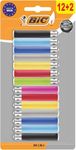 BIC J25 Long-Lasting Mini Lighters that lasts for up to 1,450 lights, Assorted Colours, Flint, Tray of 14