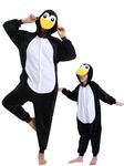 Adult Onesie Pajamas Animal One Piece Black Penguin Costume Halloween Cosplay for Women Men Family (Black Penguin, Small)