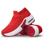 AFB Sneakers Women Walking Shoes Slip On Sock Shoes Red 10