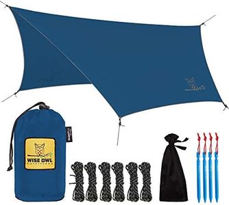Wise Owl Outfitters Hammock Rain Fly Tent Tarp - The WiseFly Premium 11 x 9 ft Large Hex Waterproof Ripstop Nylon Camping Shelter Canopy Rainfly - Lightweight Camp Gear Accessories - Blue