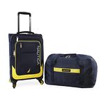 Nautica Pathfinder 2pc Softside Luggage Set (Carry On + Duffel), Navy/Yellow, Pathfinder 2pc Softside Luggage Set