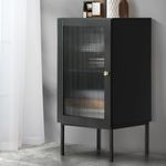 Oikiture Bathroom Storage Cabinet with Termpered Glass Door Bathroom Floor Cabinet Cupboard