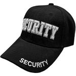 Security Hat Baseball Ball Cap Black Embroidered Adjustable 100% Cotton