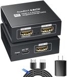 avedio links HDMI Splitter 1 in 2 Out 4K@60Hz w/ 4ft HDMI Cable & Power Adapter, HDMI Audio Splitter for TV and Soundbar with Down Scaler, Support 4K & 1080P Simultaneous Display, Dobly Vision/Atmos