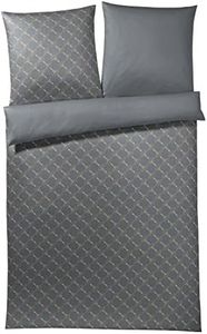 Joop, Mako-Satin-Bettwäsche, Kornblumen-Muster mit nuancierten Farben 135x200 + 1x 80x80 grau