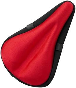 Bikeroo Bike Seat Cover - Padded Gel, Adjustable Bicycle Seat Cushion for Men and Women - Compatible with Indoor & Outdoor Wide Saddles, Red