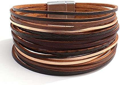 hotoo Handmade Layered Leather Bracelets Wrap for Women Stackable Chunky Colored Men Cuff Bracelet Wristband Bangle Gifts, Leather Bracelets for Women, Leather, no gemstone