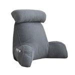 Teddy Fluffy Warm Upgrade Reading Backrest with Neck Pillow for Reading Watching TV, Soft Arms Lumbar Wrist Support Cushion Bed Rest Pillow, Removable Washable Cover