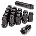 M10x1.25 ATV Lug Nuts for Honda Foreman Ranchers Yamaha Can Am Outlander Arctic Cat Kawasaki Suzuki Bombardier Quest, 16pcs Closed End 6 Spline 10x1.25 Wheel Lugnuts Cone/Acorn Seat with Socket Key