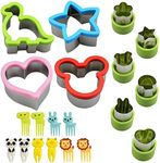 WakiHong 20 PCS Mini Stainless Steel Vegetable Shape Fruit Cutters with Fruit Forks for Food Cutters Bento Lunch Kids Party Supplies