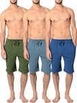 Andrew Scott Men's 3 Pack Soft & Light Cotton Drawstring Yoga Lounge & Sleep Jam Shorts/Jersey Shorts with Pockets, 3 Pack-classics Blue, Chive, Faded Denim, S