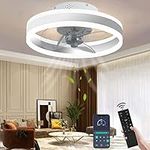 Wildcat Ceiling Fans with Lights, Quiet Modern LED with Remote Control Timer Fan Ceiling Light Fan Light for Living Room Bedroom Dining Room (Colour: White, Size: 40 cm)