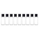 nsb herbals 30ml Empty Clear Plastic Bottles Refillable Travel Size Cosmetic Containers Small Leak Proof Squeeze Bottles with Black Flip Cap for Toiletries, Shampoos, Lotions, Creams (6)