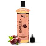 Rey Naturals Cold Pressed Jojoba Oil For Hair Growth - 200ml | Jojoba Oil for Face | Jojoba For Skin And Nails | Jojoba Oil Cold Pressed For Men And Women | Jojoba Hair Oil For Shiny Soft Hair