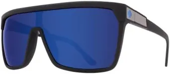 SPY Flynn 670323973317 134MM Soft Matte Black/Happy Bronze With Dark Blue Spectra Mirror Square Sunglasses for Men + BUNDLE with Designer iWear Eyewear Kit