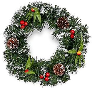 THE TWIDDLERS 10'' Christmas Wreath Door Garland, Front Door Winter Xmas Party Decoration with Frosted Snow Effect, Berries & Pinecones - 27cm