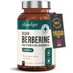 Berberine HCL, 100% Natural & 98% Pure, High Strength 1500mg x3 a Day/Berberine 1000mg High Strength x2 a Day/Berberine 500mg x1 a Day, 90 Capsules, VitaBright Clean Berberine Supplement UK