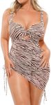 SHAPELLX Tummy Control One Piece Swimsuit Womens Push Up Bathing Suit Modest Swimwear with Mesh Skirt (Zebra Stripes Medium)