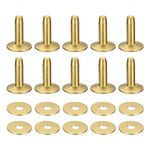 uxcell 10 Set Brass Rivets and Burrs, 10x3.3x14mm Solid Leather Brass Rivet Fastener for Leather DIY Craft Supplies, Gold Tone