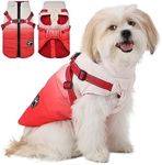 Poseca Dog Winter Coat Zipper Dog Coats Warm Winter Jackets for Dogs Waterproof Reflective Small Dog Harness Vest Winter Dogs Apparel (Small, Red)