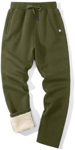 Flygo Men's Fleece Pants Sherpa Lined Sweatpants Active Athletic Winter Warm Jogger Pants(Straight Bottom ArmyGreen-3XL)